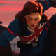 Peggy in her Captain Carter costume spotting something she wants to obliterate.